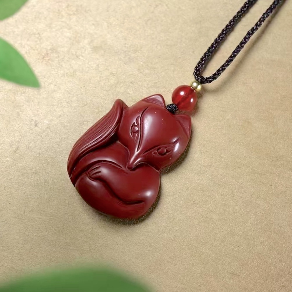 Cinnabar carved fox - Picture 6 of 9